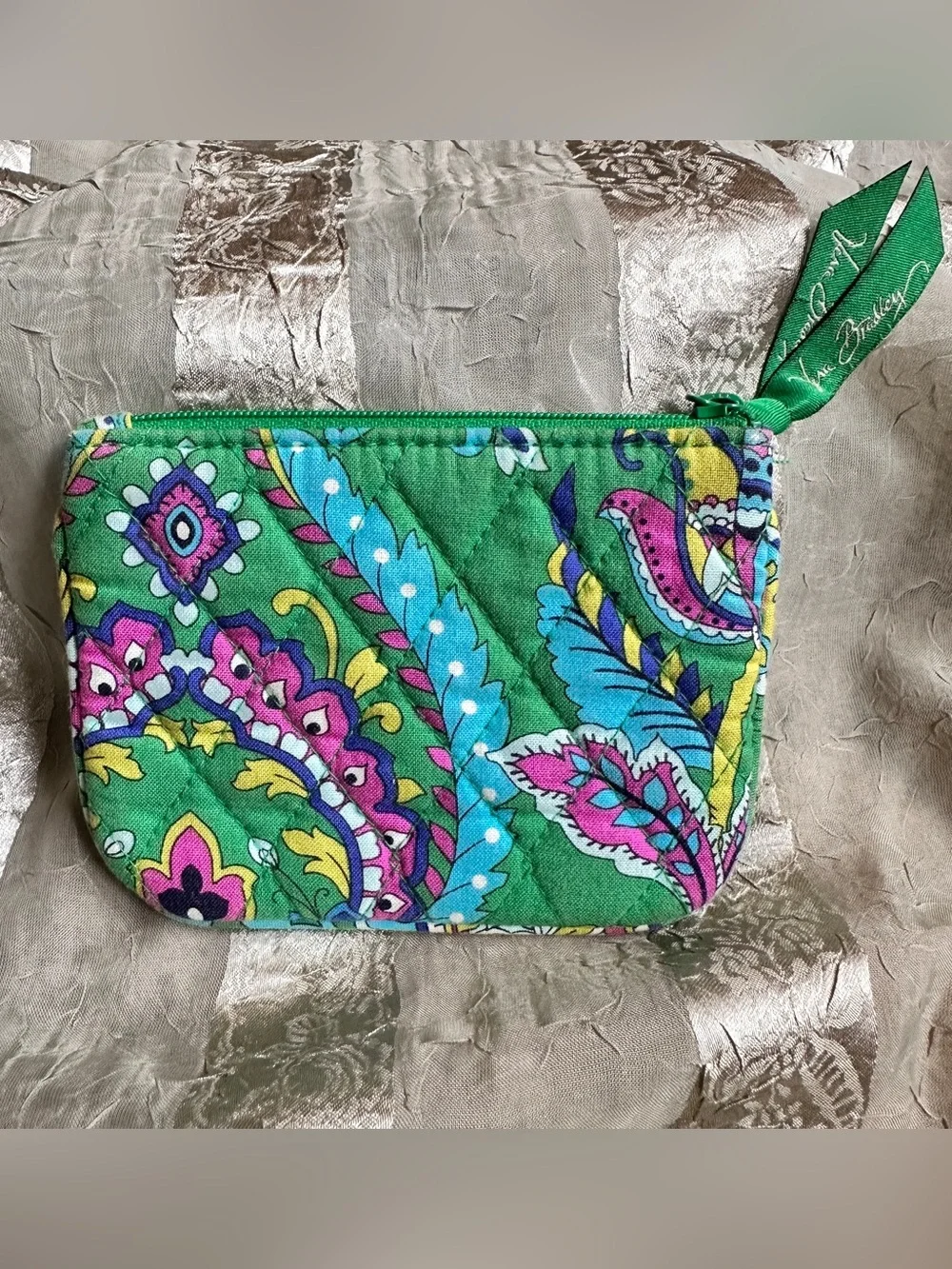 Vera Bradley Small Emerald Paisley Coin Purse